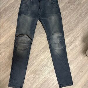 G-Star Slim Fit Washed Blue Knee-Panel Jeans